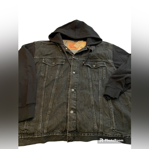 Levi's black jean jacket with hood Clearance